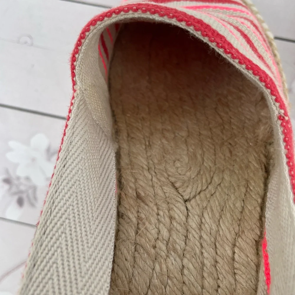 Tory Burch Striped Canvas Espadrille in Pink and Red